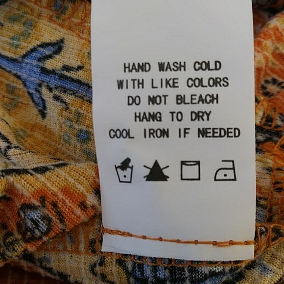 NWT Melloday Floral Ruffle Off the Shoulder Flowy Boho Top Small Blue Orange - Picture 11 of 16